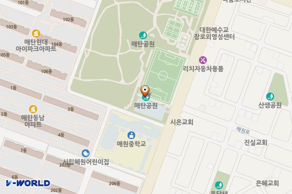 매탄공원 위치 지도 — 경기도 수원시 영통구 매탄로 185