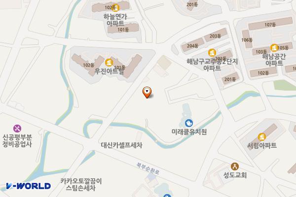 우진아트빌 옆(임차주차장) 위치 지도 — 전남광주통합특별시 해남군 해남읍 구교리 587
