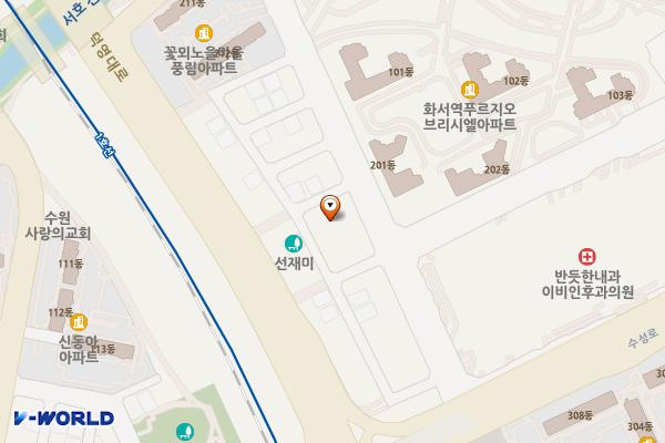 화서동먹거리촌 위치 지도 — 경기도 수원시 팔달구 수성로157번길 27-17