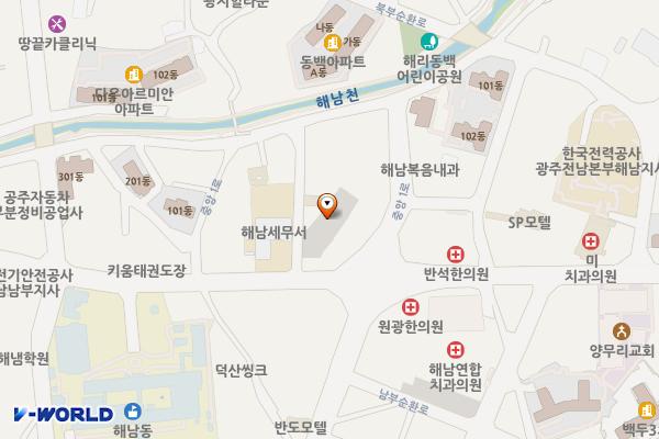해리3 공영주차장(해남세무서 옆) 위치 지도 — 전남광주통합특별시 해남군 해남읍 중앙1로 14