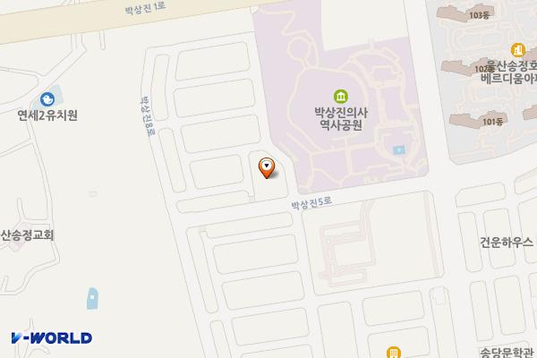 송정택지지구 공영주차장 위치 지도 — 울산광역시 북구 송정동 1156