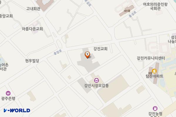제2공영주차장(시장주차장1) 위치 지도 — 전남광주통합특별시 강진군 강진읍 동성리 192-9