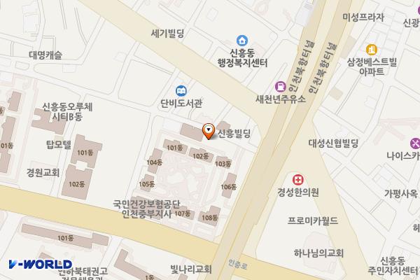 서해대로449번길노상주차장 위치 지도 — 인천광역시 중구 서해대로449번길 15(신흥동2가)