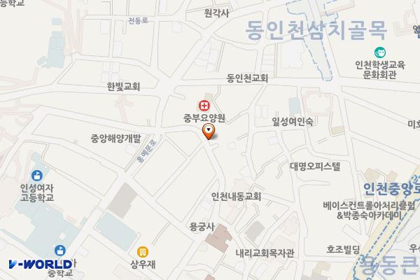 신포로노상주차장 위치 지도 — 인천광역시 중구 송학로 42(내동)