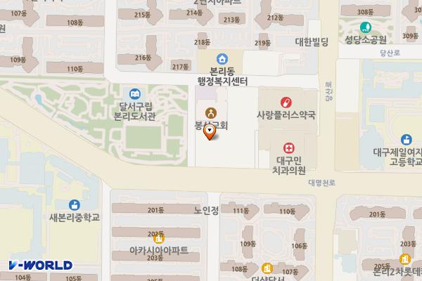 본리어린이공원인근 위치 지도 — 대구광역시 달서구 대명천로 152