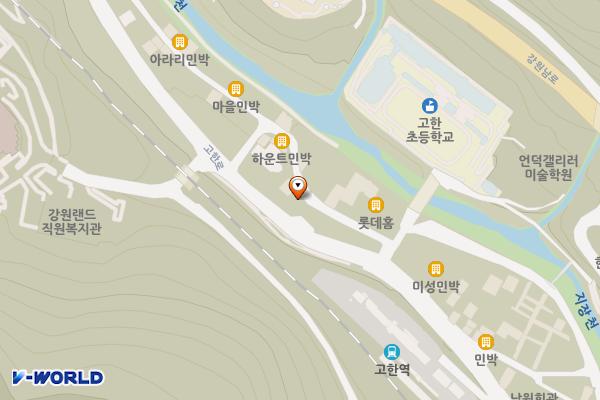 고한 제1공영주차장(신라장 앞) 위치 지도 — 강원특별자치도 정선군 고한읍 고한리 96-76