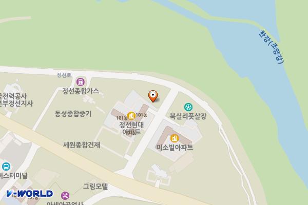 북실리 현대아파트 옆 주차장 위치 지도 — 강원특별자치도 정선군 정선읍 북실리 721