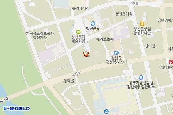정선군의회 뒤 주차장 위치 지도 — 강원특별자치도 정선군 정선읍 봉양리 221-1