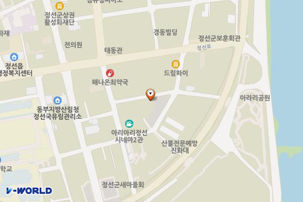 정선공영주차장(조양연립앞) 위치 지도 — 강원특별자치도 정선군 정선읍 봉양리 357-7