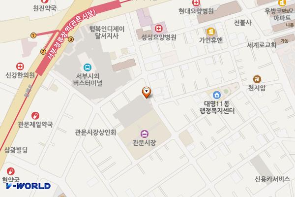 관문시장공영주차장 위치 지도 — 대구광역시 남구 관문시장1길 36