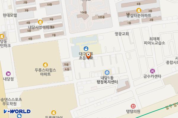 대구두류초등학교 후문 위치 지도 — 대구광역시 서구 서대구로6길 22