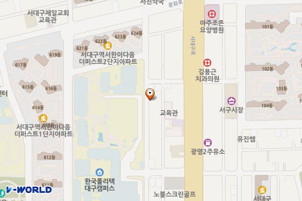 한국폴리텍6대학 운동장 인근 위치 지도 — 대구광역시 서구 국채보상로43길 30