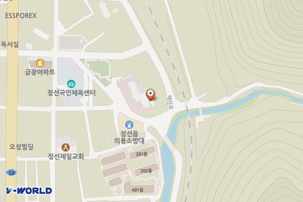 역전 구. 보건소 앞 위치 지도 — 강원특별자치도 정선군 정선읍 애산리 432-304