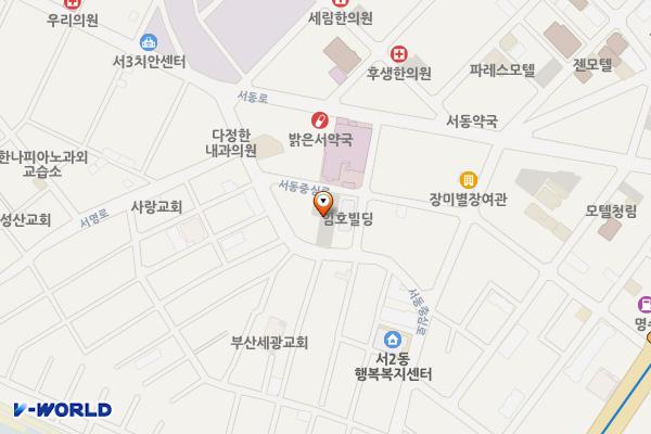 서2동공영주차장(기계식주차장) 위치 지도 — 부산광역시 금정구 서동중심로 60-14