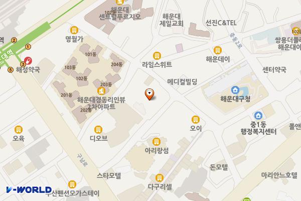 리베라세이브존주차장 위치 지도 — 부산광역시 해운대구 중동1394-174
