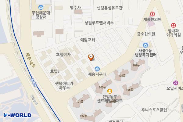 상하이주차장 위치 지도 — 부산광역시 해운대구 재송동1106-4