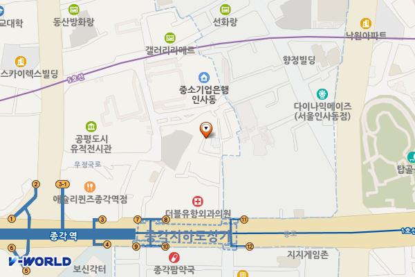 하나로빌딩옆 위치 지도 — 서울특별시 종로구 종로11길 17-18 (인사동)