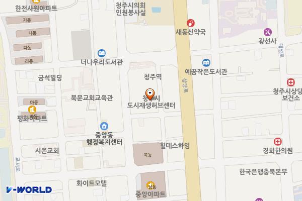 청주역사전시관 지하주차장 위치 지도 — 충청북도 청주시 상당구 북문로2가 113-2