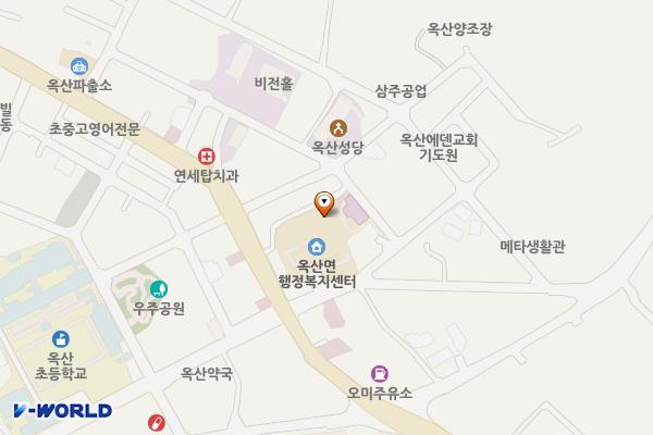 옥산119지역대부근 위치 지도 — 충청북도 청주시 흥덕구 옥산시내1길 43