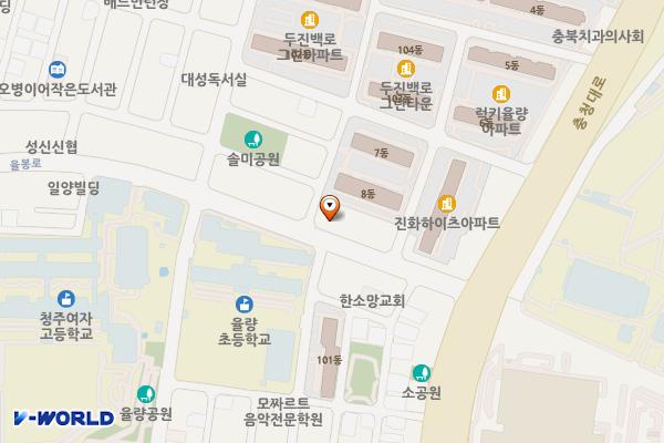 럭키율량아파트~진화하이츠아파트 위치 지도 — 충청북도 청주시 청원구 율봉로 211