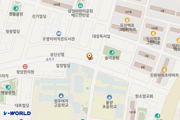 현대2단지,롯데리아 위치 지도 — 충청북도 청주시 청원구 율봉로 197