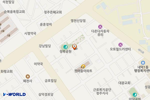 주택가쪽 위치 지도 — 충청북도 청주시 청원구 향군로160번길 22