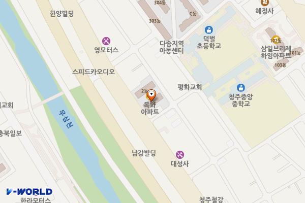 목화아파트~대원밧데리 위치 지도 — 충청북도 청주시 청원구 교서로 214