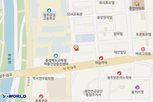 현대자동차앞 위치 지도 — 충청북도 청주시 상당구 교서로 4-1