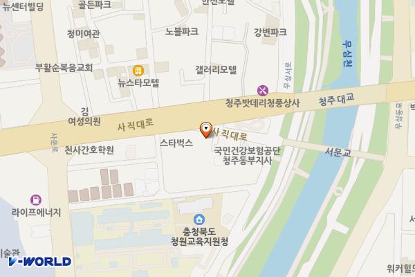 서문교밑(사직동114) 위치 지도 — 충청북도 청주시 서원구 사직대로 308-2