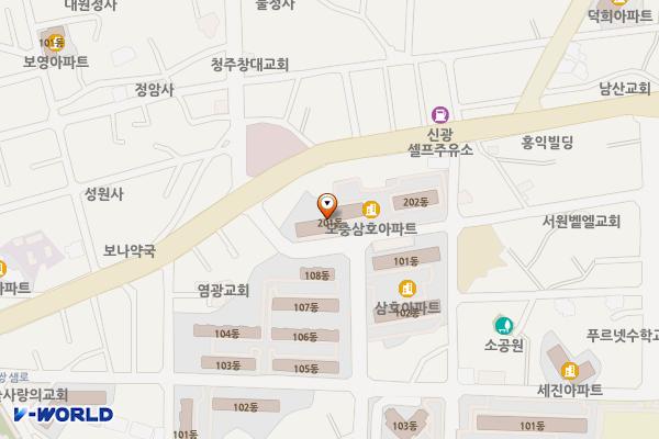 삼호1차아파트근처 위치 지도 — 충청북도 청주시 서원구 모충로 104번길 25