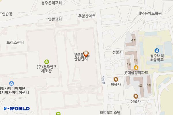 청주도시첨단문화산업단지 복합 공영주차장 위치 지도 — 충청북도 청주시 청원구 상당로 314
