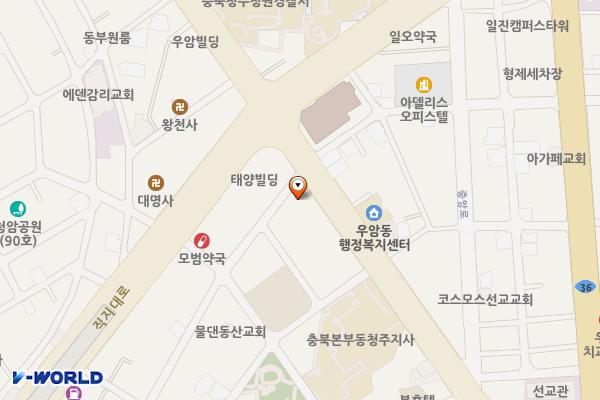 북부시장 주차장(주차타워) 위치 지도 — 충청북도 청주시 청원구 우암동 347-1
