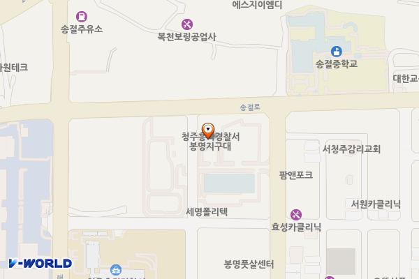 봉명지구대 인근 위치 지도 — 충청북도 청주시 흥덕구 송절로64번길 13