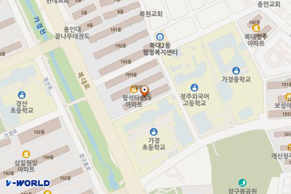 형석타운아파트 근처 위치 지도 — 충청북도 청주시 흥덕구 장구봉로101번길 27