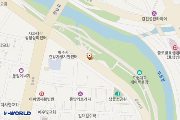 무심천쪽(주택가쪽) 위치 지도 — 충청북도 청주시 서원구 모충동 76-1