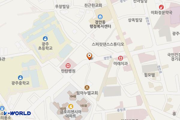 탄탄병원 인근 공영주차장 위치 지도 — 경기도 광주시 경안동 33-60