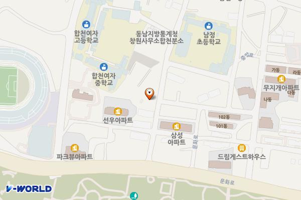 합천약국 사거리 인근 공영주차장 위치 지도 — 경상남도 합천군 합천읍 합천리 948-16