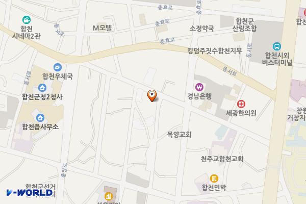 농협군지부 인근 공영주차장 위치 지도 — 경상남도 합천군 합천읍 합천리 672-3