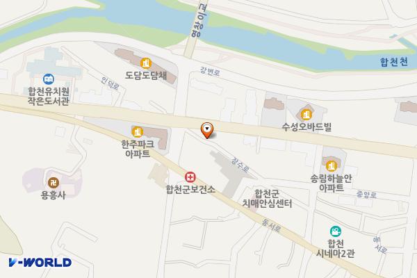 합천유치원 인근 공영주차장 위치 지도 — 경상남도 합천군 합천읍 합천리 1260