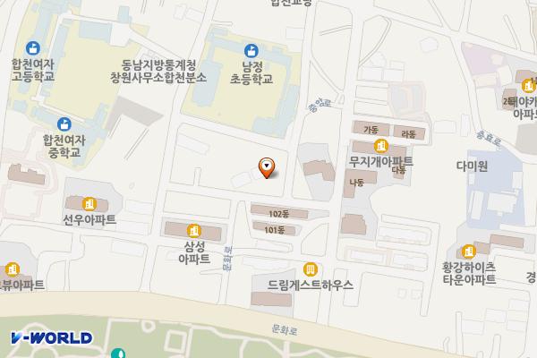 창동 임대주차장(구 행복가든) 위치 지도 — 경상남도 합천군 합천읍 합천리 959-1