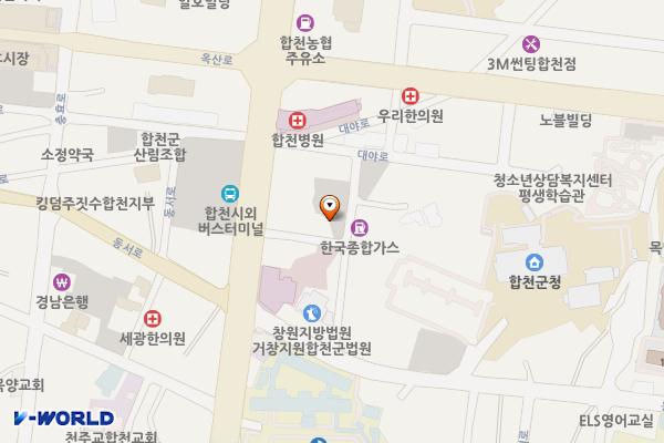 합천등기소 뒤 공영주차장 위치 지도 — 경상남도 합천군 합천읍 합천리 394-7