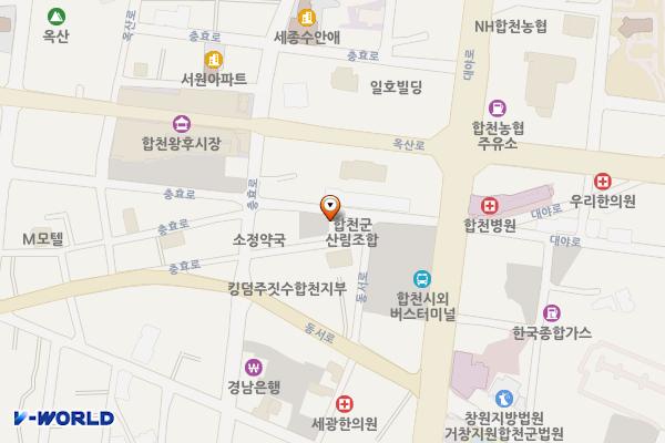 합천군 산림조합 인근 공영주차장 위치 지도 — 경상남도 합천군 합천읍 합천리 410-1