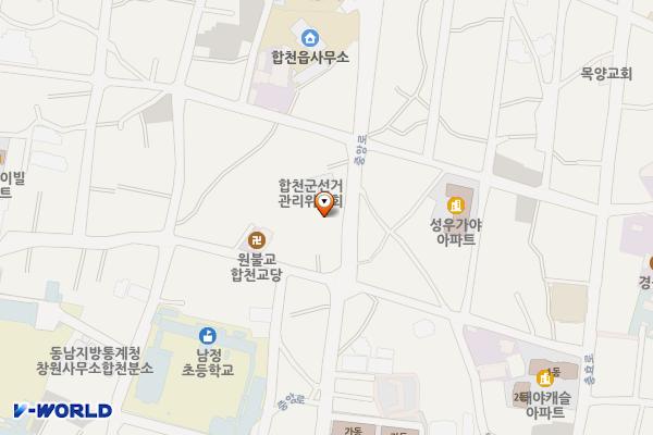 선거관리위원회 앞 주차장 위치 지도 — 경상남도 합천군 합천읍 합천리 817-3