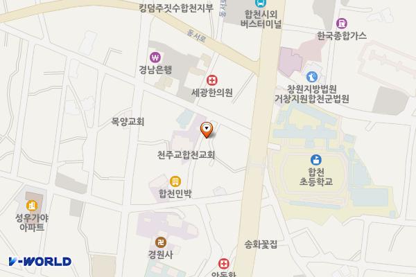 합천축협 뒤 공영주차장(구 농산물품질관리원) 위치 지도 — 경상남도 합천군 합천읍 합천리 677-3