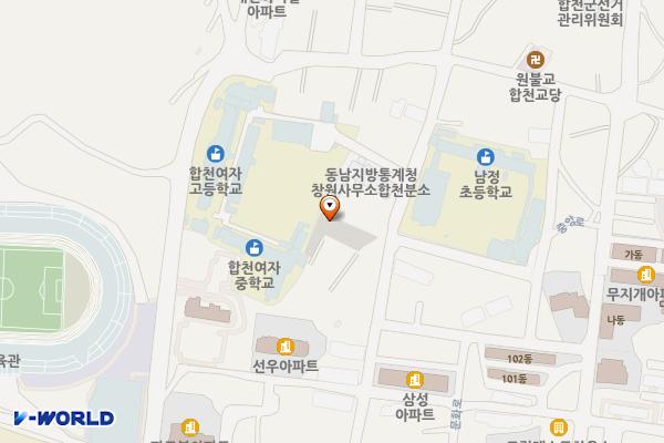 중흥동(합천여고 옆)주차장 위치 지도 — 경상남도 합천군 합천읍 합천리 952-7