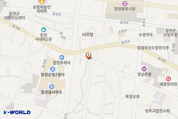 합천약국 ~ 우체국 오거리 위치 지도 — 경상남도 합천군 합천읍 합천리 728-1