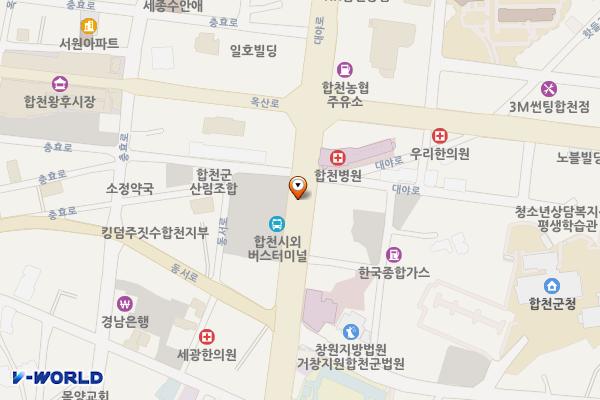 삼성합천병원 ~ 이화빌딩 위치 지도 — 경상남도 합천군 합천읍 합천리 403-21