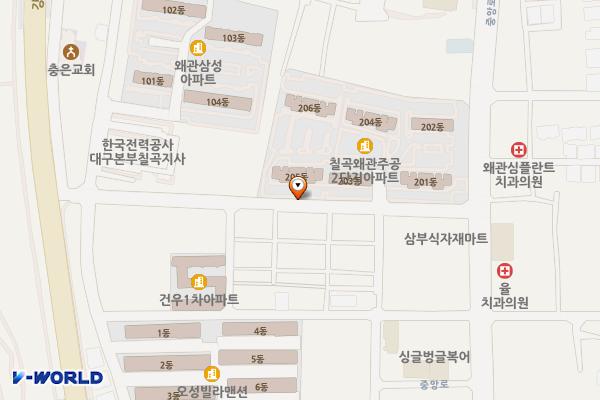 왜관2주공아파트 앞 노상주차장 위치 지도 — 경상북도 칠곡군 왜관읍 왜관리 780-121