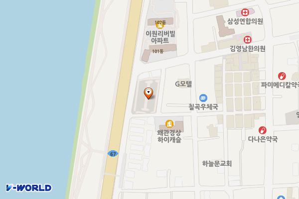 왜관시장 후문 공영주차장 위치 지도 — 경상북도 칠곡군 왜관읍 왜관리 210-24