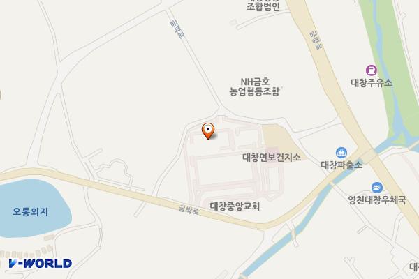 대창면문화센터 부설주차장 위치 지도 — 경상북도 영천시 대창면 금박로 1033
